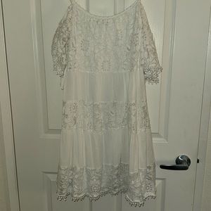 Women’s white lace mid length dress